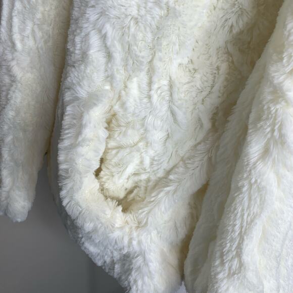 High Neck Faux Fur Textured  Jacket Cream Sz Small - Picture 10 of 10